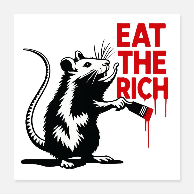 Ratte mit roter Botschaft Poster 40x40 cm