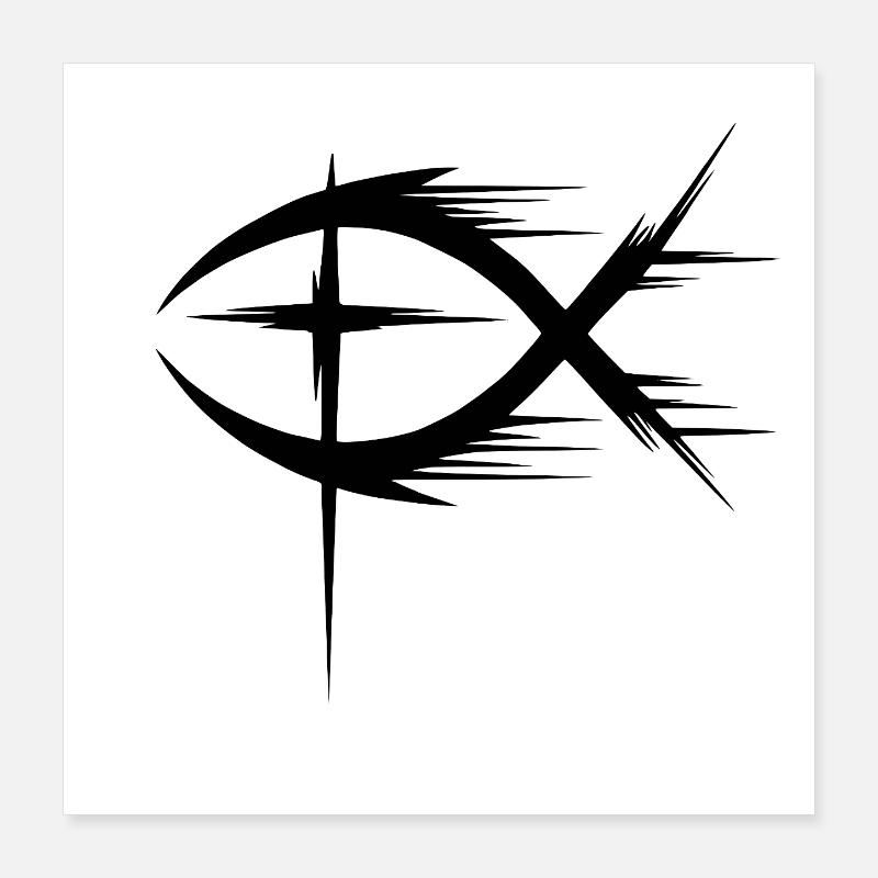 Symbole Poisson+Croix Moderne Poster 40 x 40 cm