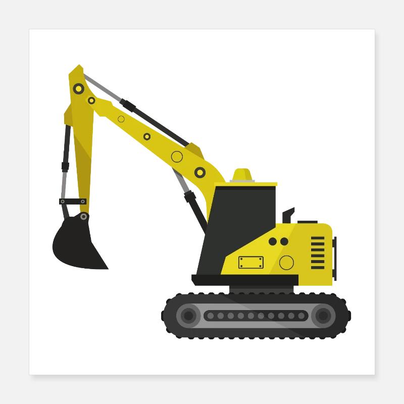 Excavatrice Poster 40 x 40 cm