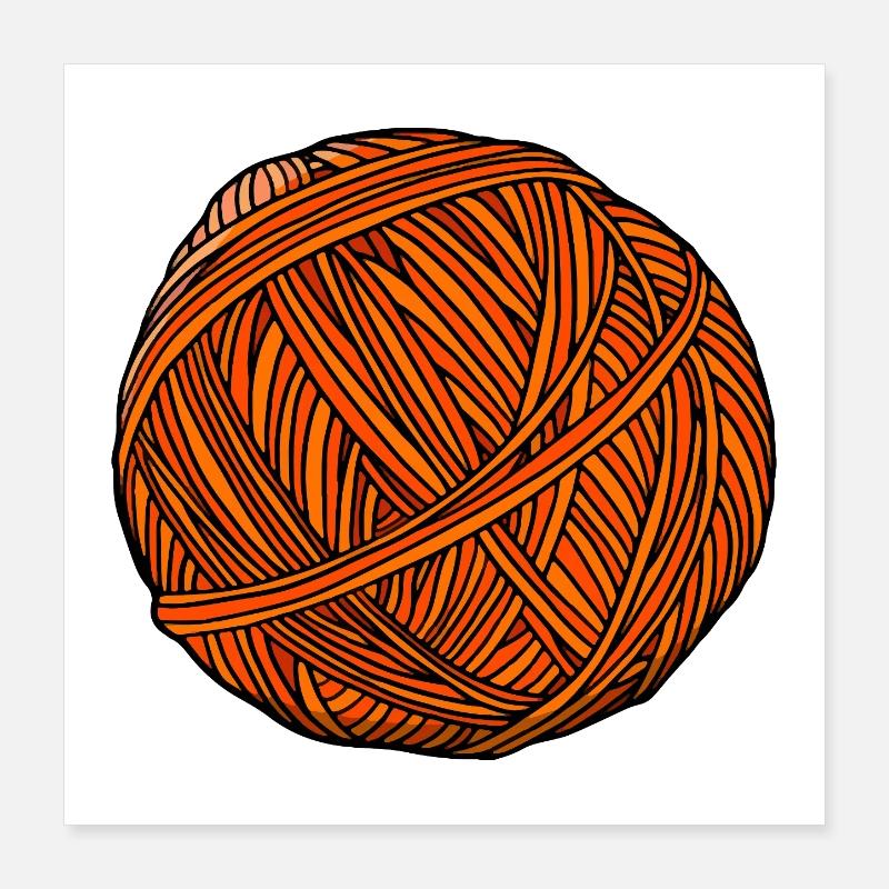Orange Yarn Ball Art Poster 16" x 16" (40x40 cm)