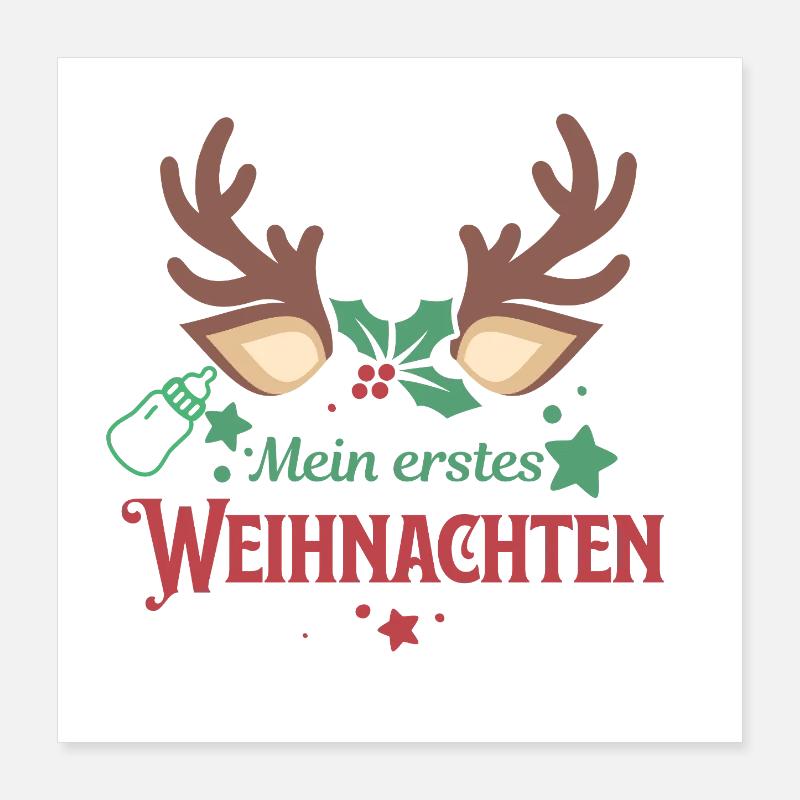 Mon premier Noël – Bébé Weihn rennes doux Poster 40 x 40 cm