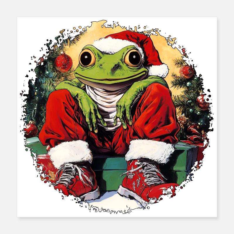 Grenouilles de Noël Poster 40 x 40 cm