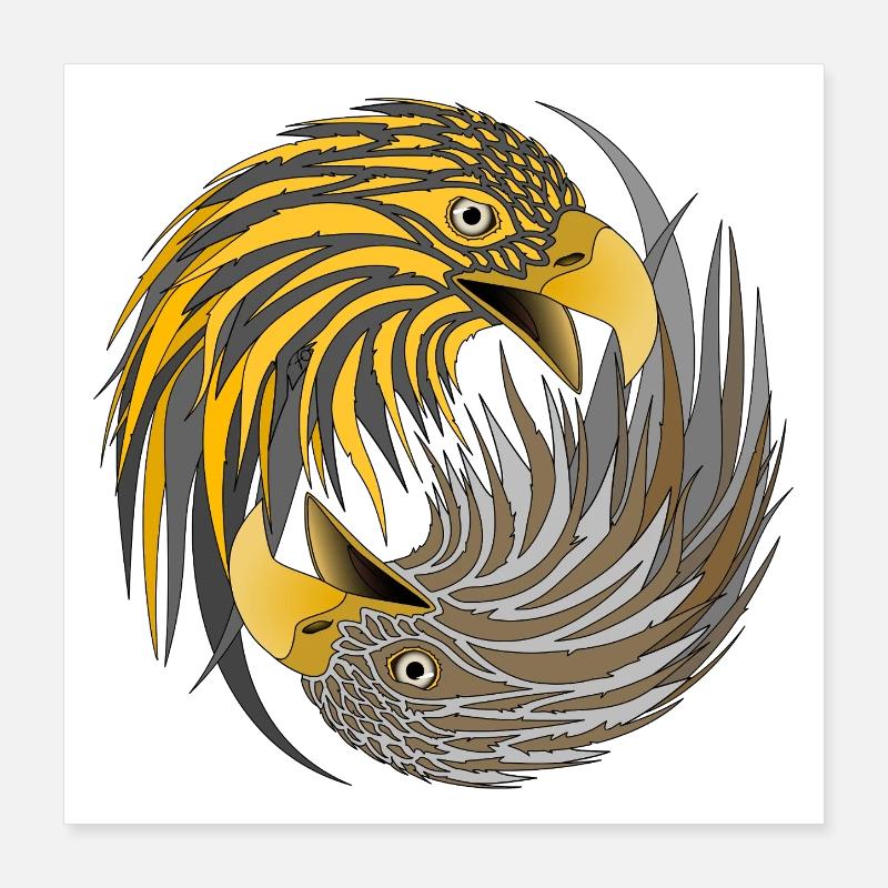 Aalto Asko Art Eagle Yin Yang Poster 16" x 16" (40x40 cm)