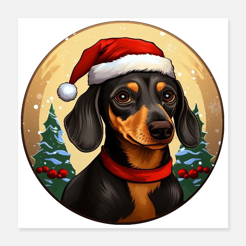 Noël teckel Poster 40 x 40 cm