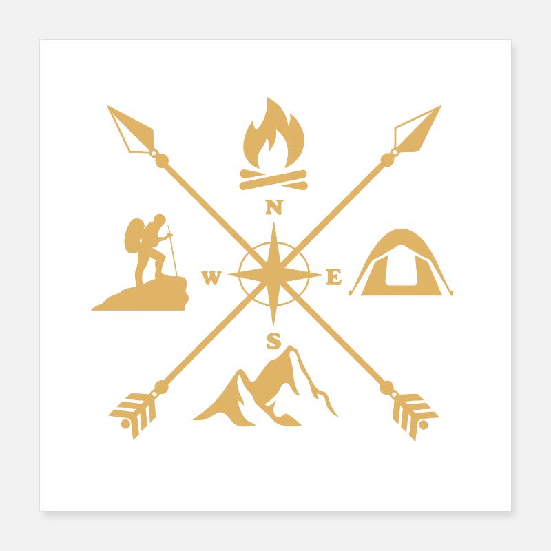 Mountains and compass for hiking Poster 16" x 16" (40x40 cm)