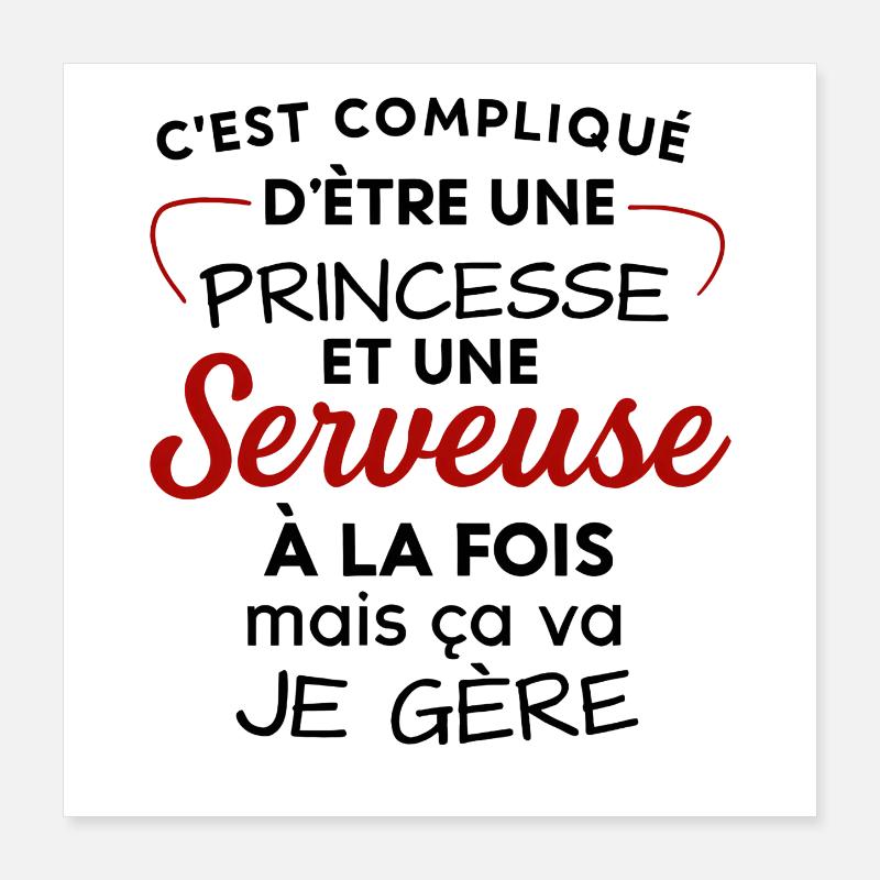 Princesse et Serveuse: Double Vocation Poster 40 x 40 cm