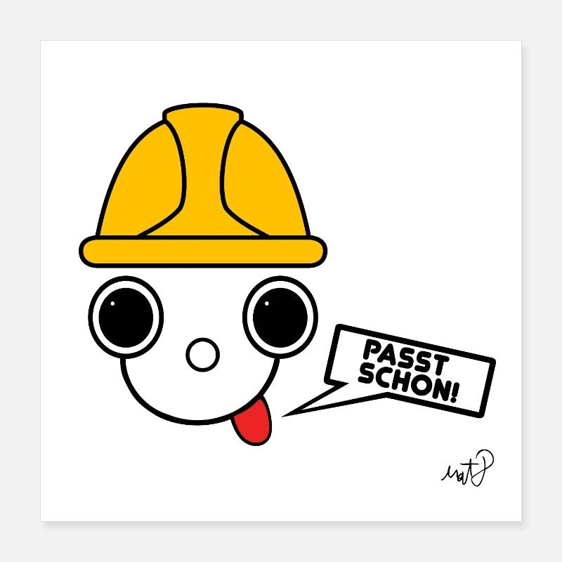 Koppie with construction worker's helmet Poster 16" x 16" (40x40 cm)