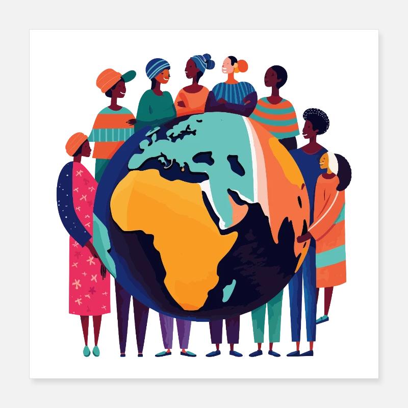Communauté mondiale à travers le monde Poster 40 x 40 cm