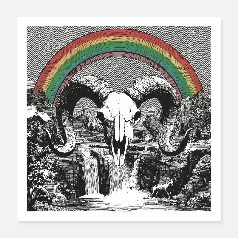 Rainbow Arch Over Night Silhouettes Poster 16" x 16" (40x40 cm)