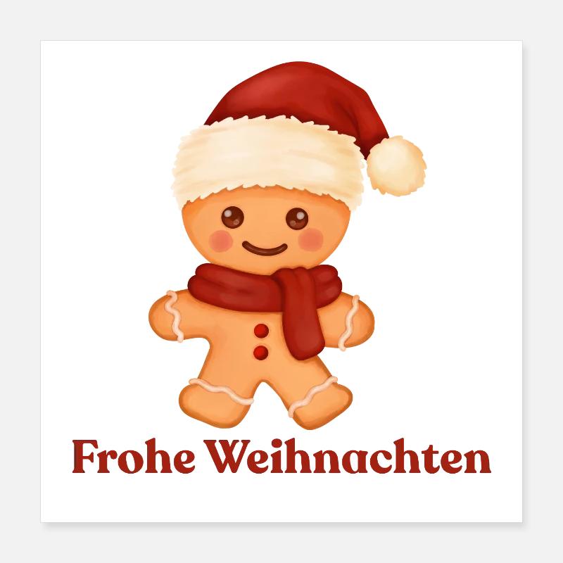 Frohe Weihnachten Lebkuchenmännchen Advent Poster 40x40 cm