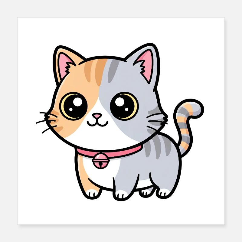 Charme de collier chaton calicot Poster 40 x 40 cm