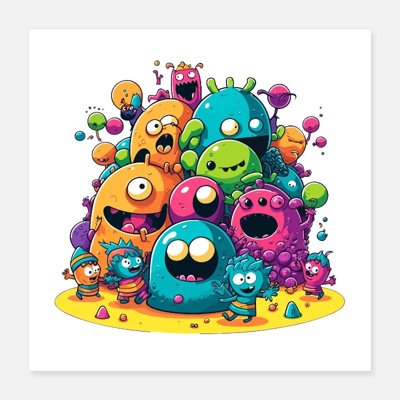 Meute de monstres hétéroclite Poster 40 x 40 cm