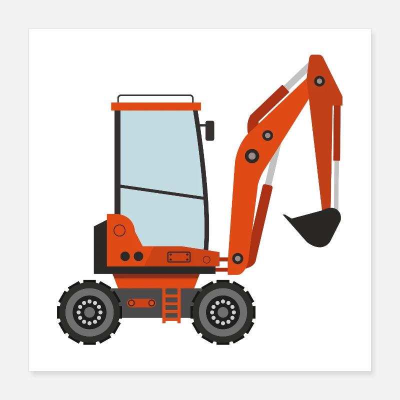 Excavator Poster 16" x 16" (40x40 cm)