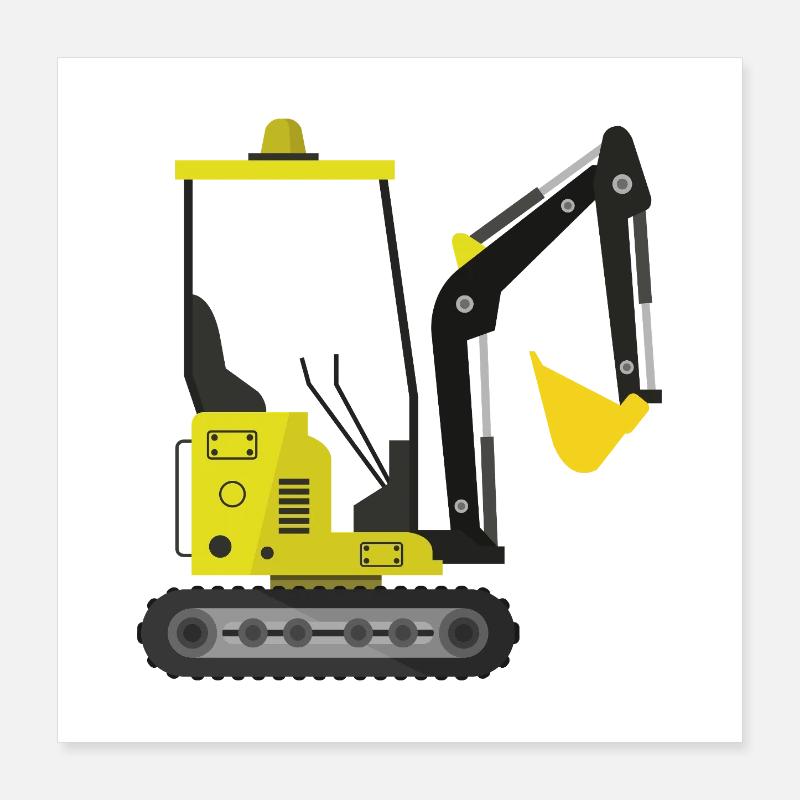 Excavator Poster 16" x 16" (40x40 cm)