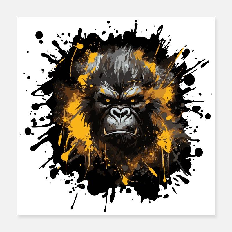 Gorilla Splatter Portrait Poster 16" x 16" (40x40 cm)