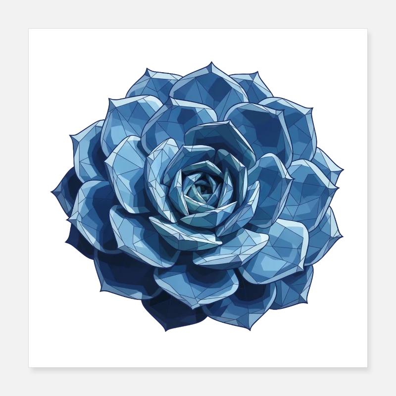 Rosette géométrique bleue Poster 40 x 40 cm