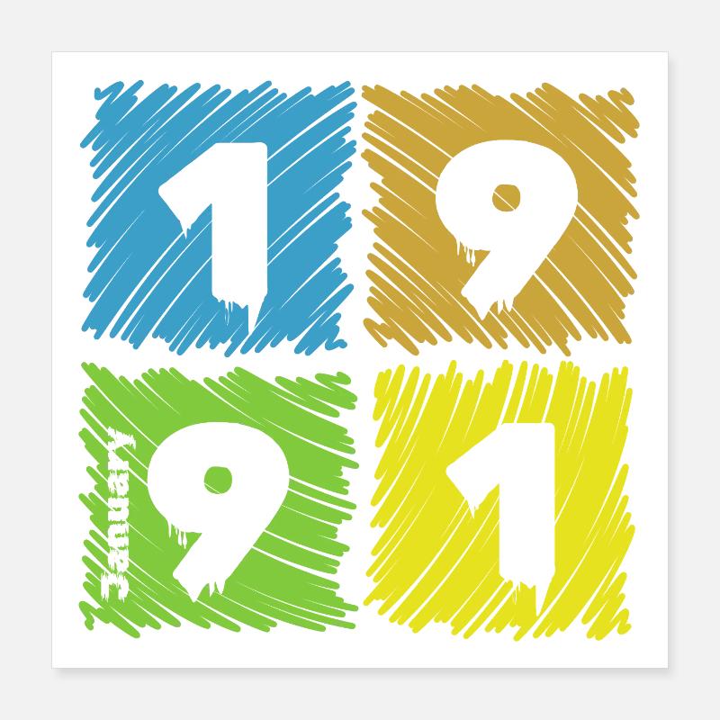 35. Écussons de Farbige du Geburtstag depuis 01/1991 Poster 40 x 40 cm