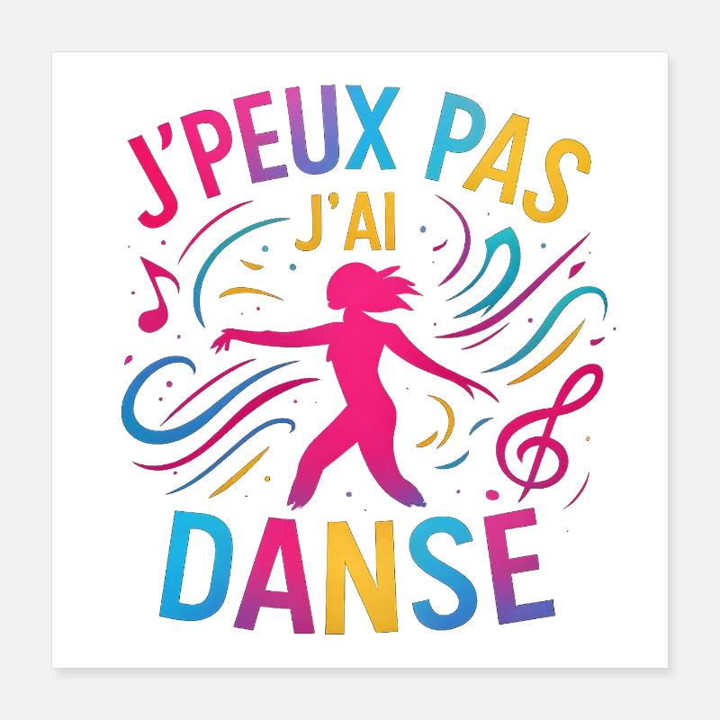 I Can't I Danced — Buntes Glitzern Poster 40x40 cm