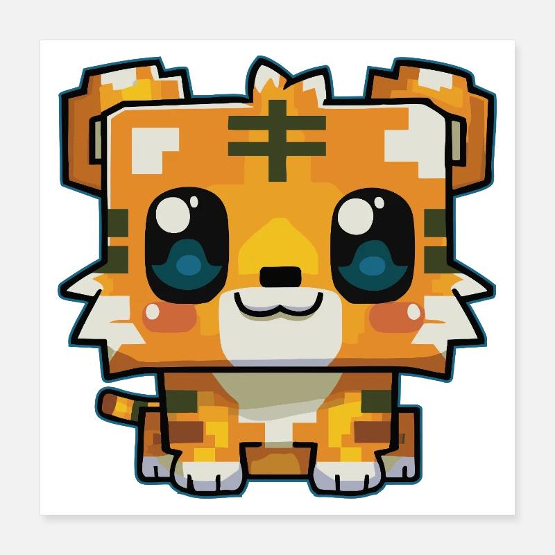 Mignon Pixel Tiger Kawaii Poster 40 x 40 cm