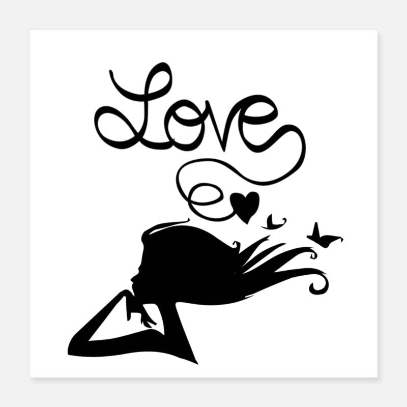 Liebe ist ein Herz Poster 40x40 cm