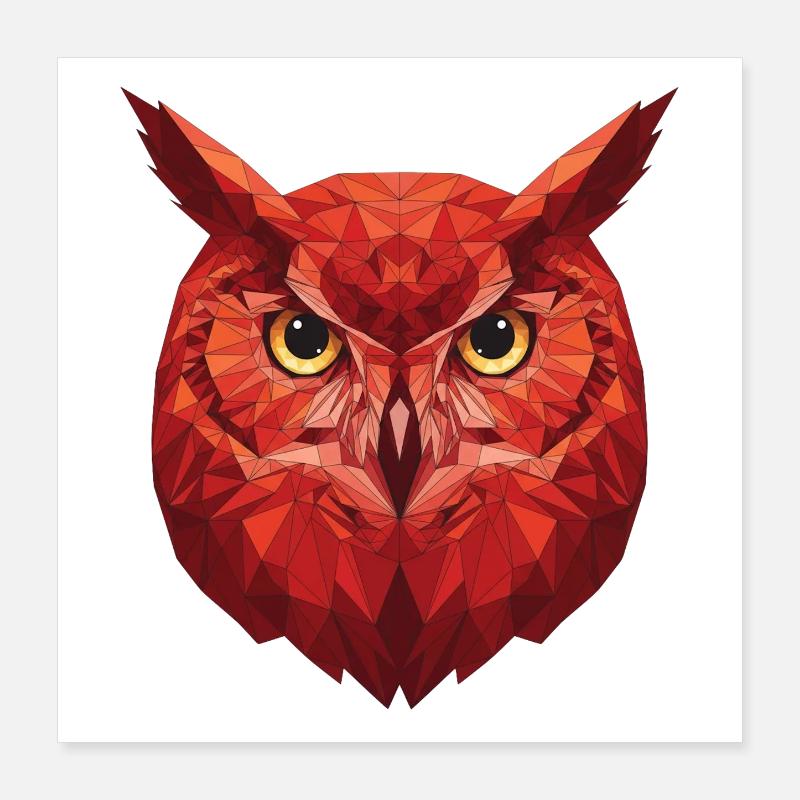 Rote Geometrie Eule Poster 40x40 cm