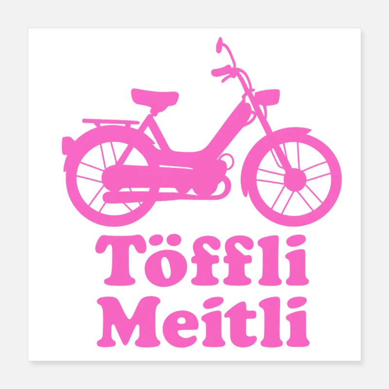 Töffli Meitli – Maillot de cyclomoteur pour filles et fans de mobylette Poster 40 x 40 cm