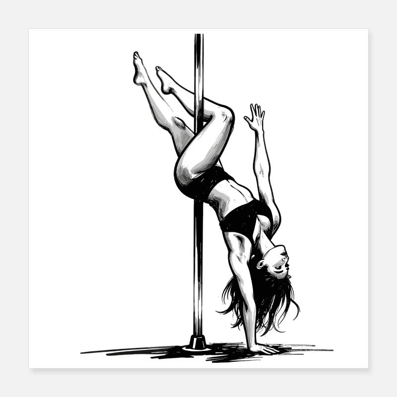 Cadeau graphique graphique pour danseur en barre de pole dance Poster 40 x 40 cm