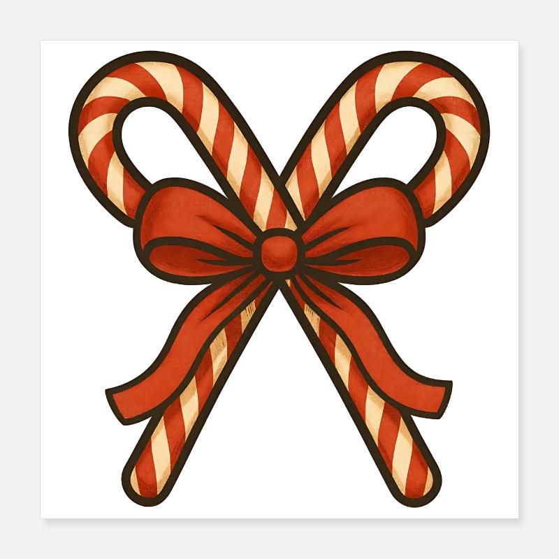 Cannes d’orge d’orge avec ruban rouge Poster 40 x 40 cm