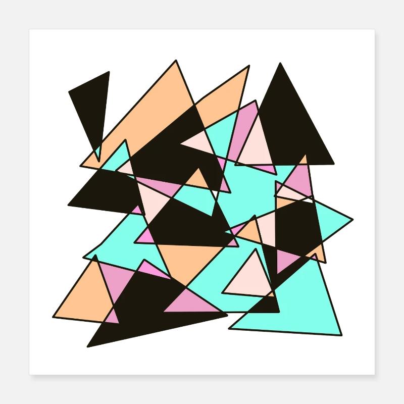 Triangles pastel géométriques Poster 40 x 40 cm