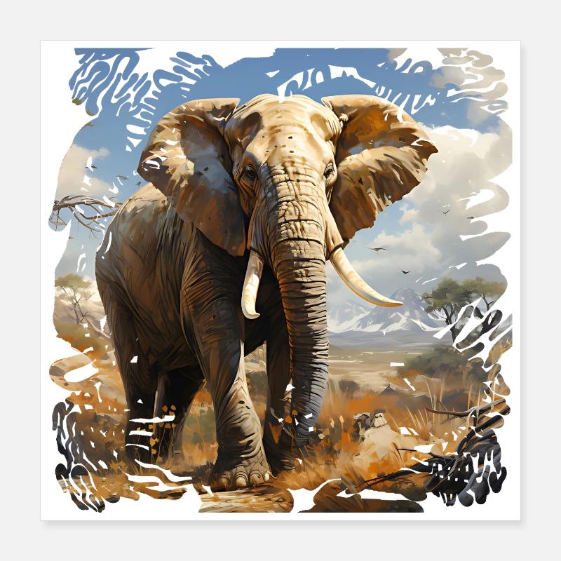 African elephant in sunlight Poster 16" x 16" (40x40 cm)
