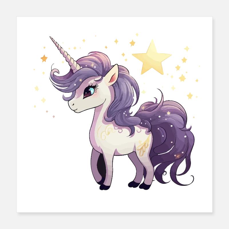 Star Unicorn with Purple Mane Poster 16" x 16" (40x40 cm)