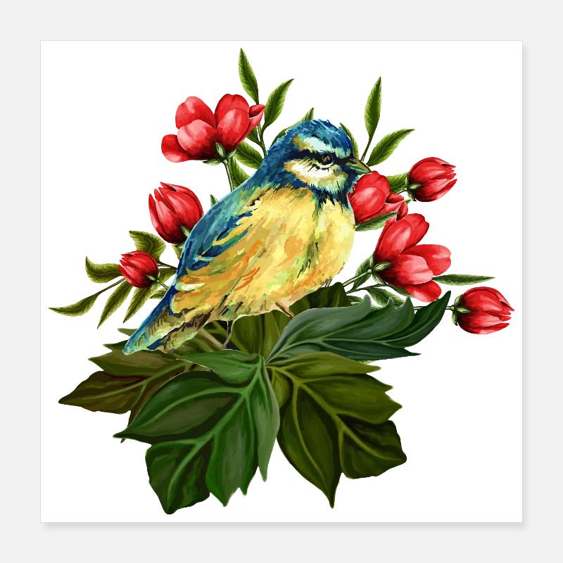 Colorful bird Poster 16" x 16" (40x40 cm)