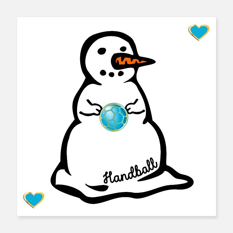 Winter Handball Kinder Schneemann Poster 40x40 cm