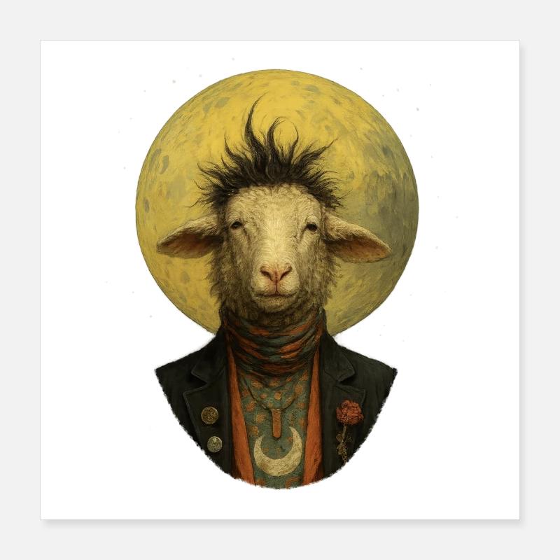 Moonlight Sheep in Suit Poster 16" x 16" (40x40 cm)