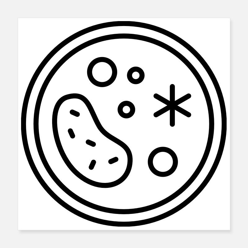 Boîte de Petri avec champignons, germes, virus et bactéries Poster 40 x 40 cm