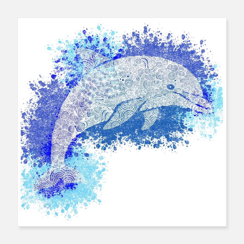 Zentangle-Delfin Poster 40x40 cm