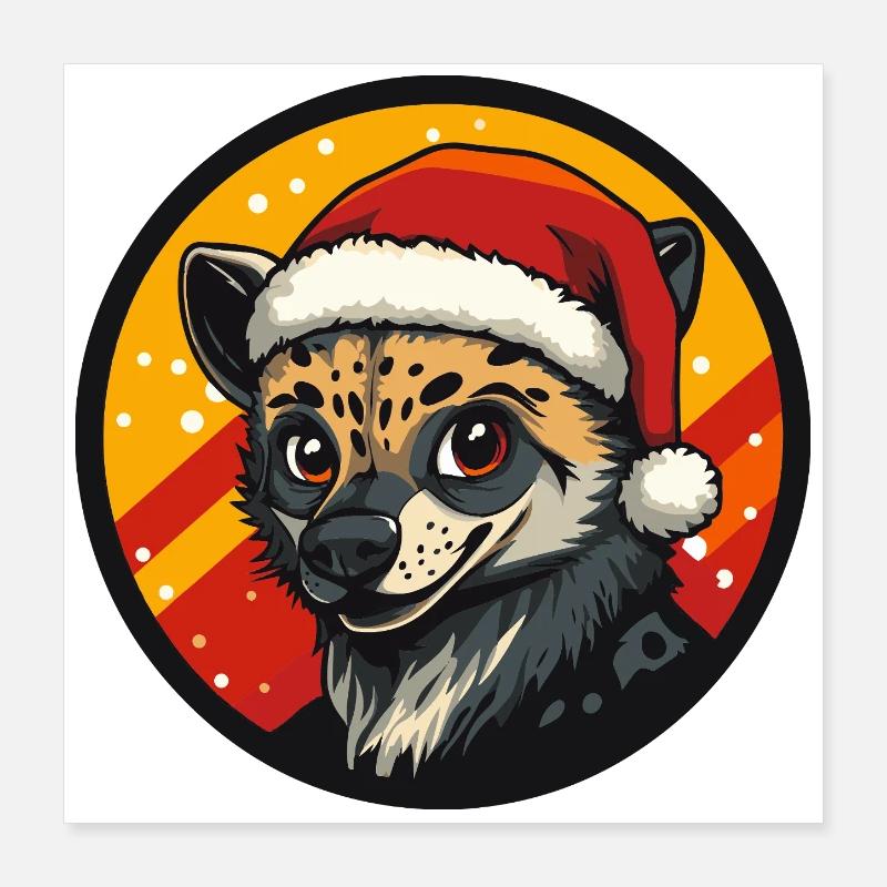 Winterfuchs mit Santa-Hut Poster 40x40 cm