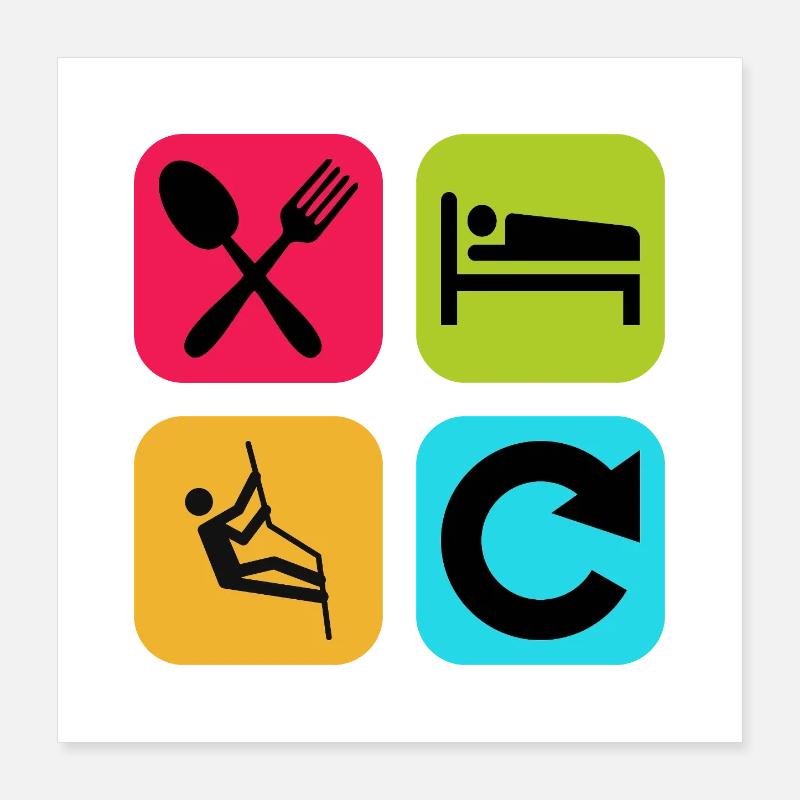 Eat Sleep Climbing Repeat Funny Quote Rock Poster 16" x 16" (40x40 cm)