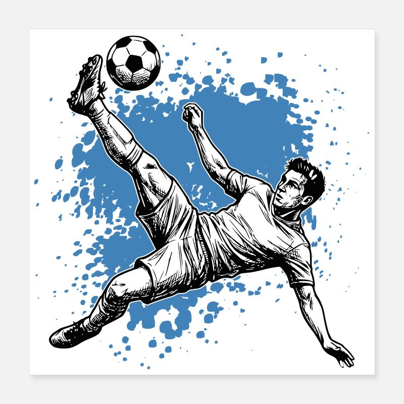 Fußball Schuss Fallrückzieher Tor Seitfallzieher Poster 40x40 cm