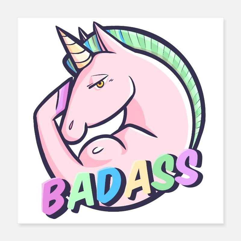 Cooler Pastell-Einhorn-Regenbogen Poster 40x40 cm