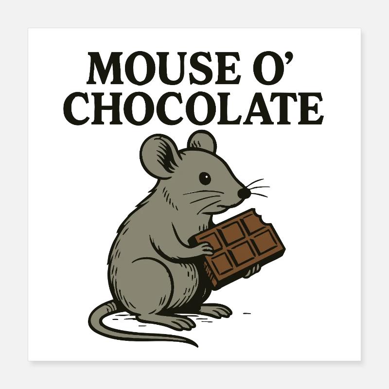 Souris o’Chocolat Jeu de mots Souris Chocolat Poster 40 x 40 cm