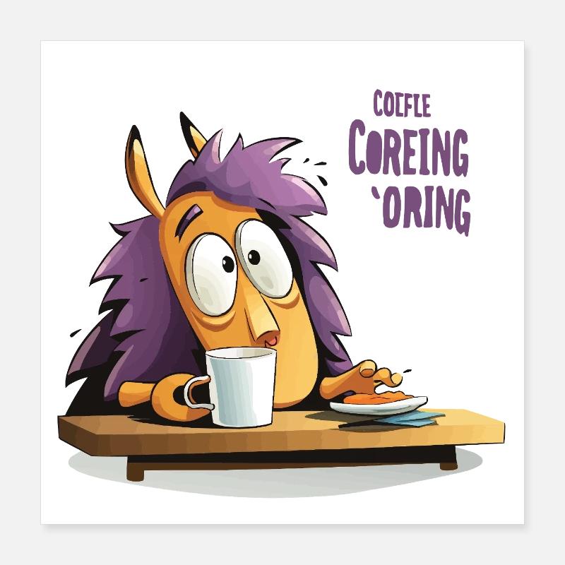 Hérisson au café le matin Poster 40 x 40 cm