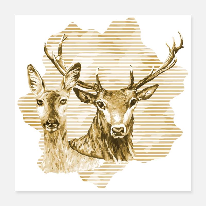 Rehe und Hirsche Poster 40x40 cm