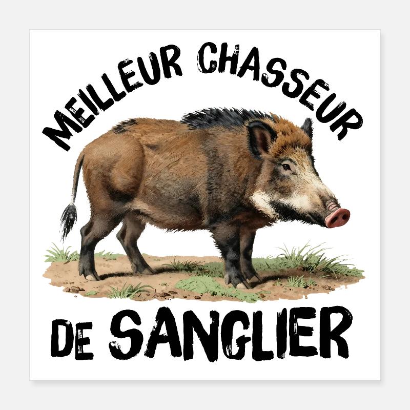 Best Wild Boar Hunter Poster 16" x 16" (40x40 cm)