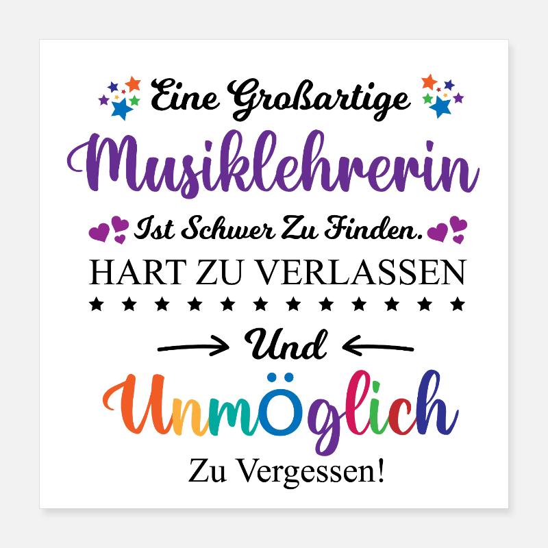 Musiklehrerin Beruf Abschied Geschenk Danke Spruch Poster 40x40 cm
