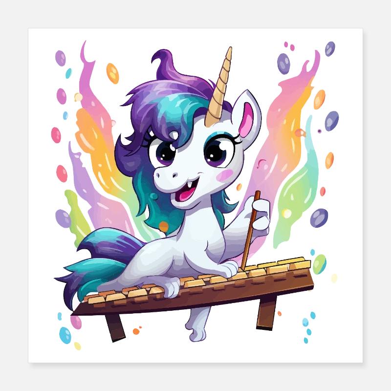 Regenbogen Einhorn Klangzauber Poster 40x40 cm