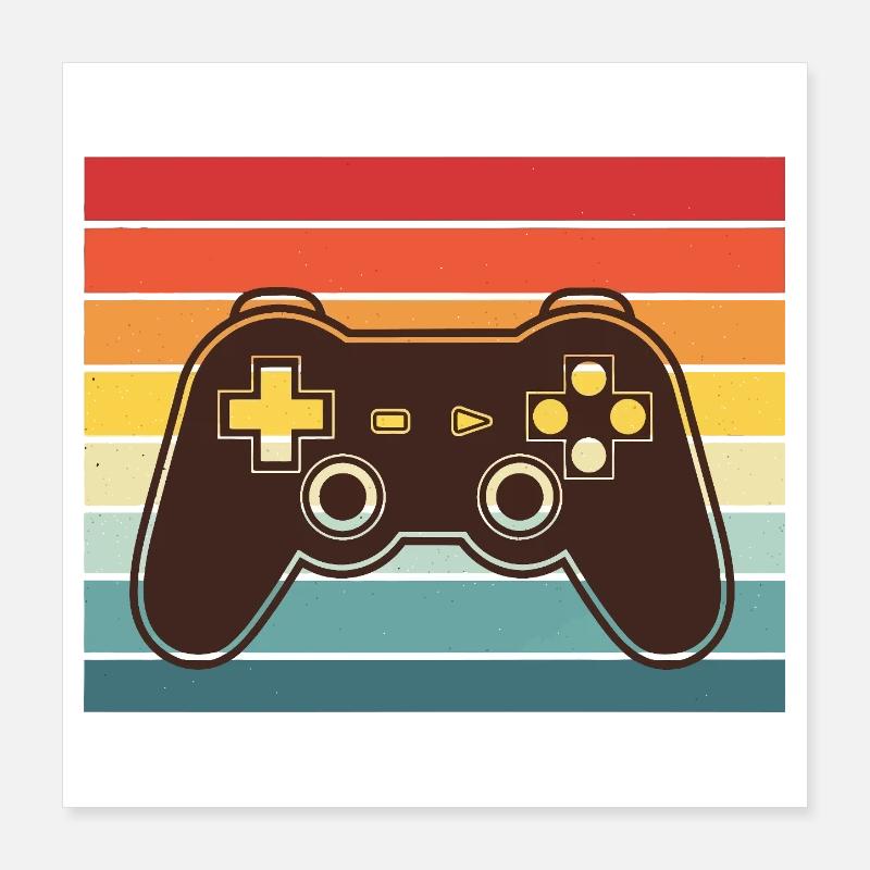 Retro Rainbow ControllerVintage Video Game Controller Poster 16" x 16" (40x40 cm)