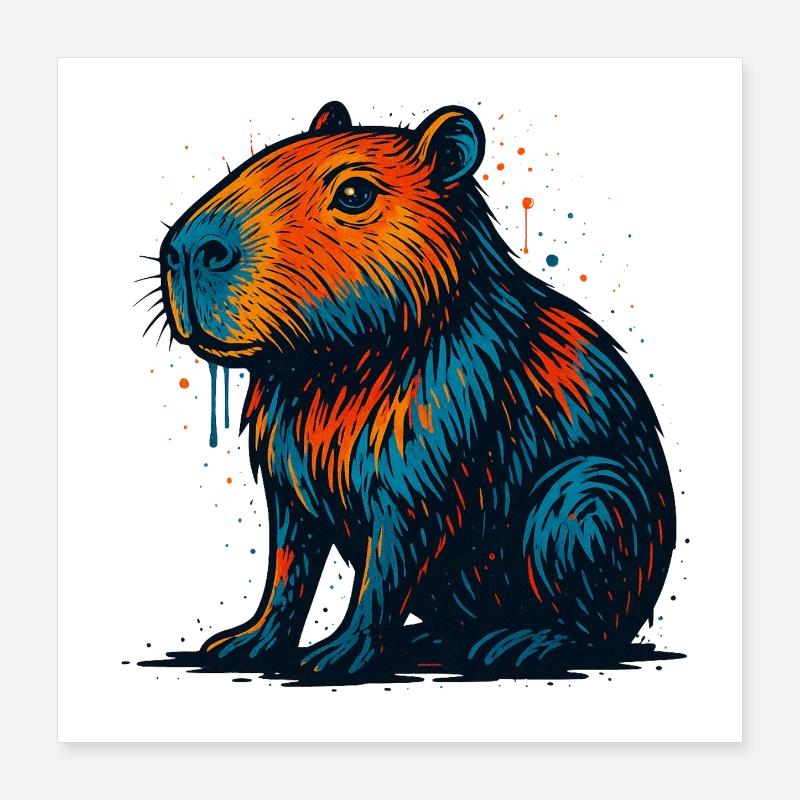 Art pop coloré de castor Poster 40 x 40 cm