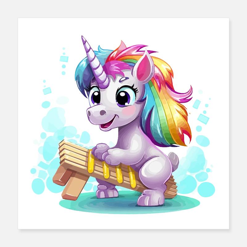 Rainbow Unicorn Sleigh Poster 16" x 16" (40x40 cm)