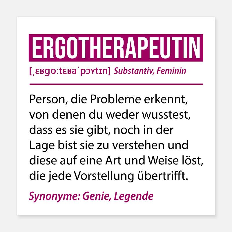 Occupational Therapist Definition Funny Profession Gift Poster 16" x 16" (40x40 cm)